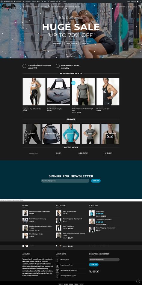 I figured I should have a website, because that's what everybody was doing. 𝐓𝐨𝐝𝐚𝐲𝐬 𝐏𝐢𝐜𝐤: Batfitcrazy - Clothing Brand 𝐊𝐞𝐲 𝐅𝐞𝐚𝐭𝐮𝐫𝐞𝐬: Hoodies Leggings Men Singlets Men Track Pants Sports Bras T-Shirts Featured Products Contact ZeBuck for a free quote of getting a fresh ecommerce store or website to give your business an online presence. #clothing #clothingbrand #leggings #hoodies #winterfashion #tracksuit #tshirt #freelancer #developer Singlets Men, Men Track Pants, Training Bags, Ecommerce Store, Huge Sale, Free Quote, T Shirt Bra, Free Quotes, Online Presence