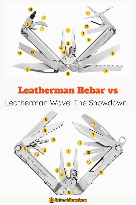 We go heads up with the Leatherman Rebar vs the Leatherman Wave. Which one of these quality tools is best? #multitools #survivalgear #leatherman #primalsurvivor Leatherman Rebar, Leatherman Tool, Leatherman Wave, Prepper Gear, Collection Board, Shtf Preparedness, 72 Hour Kits, Outdoor Survival Gear, Emergency Survival Kit