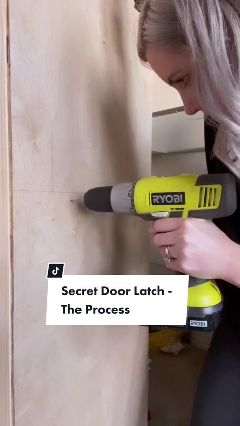 I don’t know what sounds came out my mouth, you guys. 🙈🤷🏼‍♀️🤣 But I can tell you how I made the latch 🎉 #bookcasedoor #hiddendoor #hiddenroom Secret Door Lock Mechanism, Hidden Door Latch Ideas, Secret Door Bookshelf, Secret Door Ideas, Hidden Door Ideas, Door Curtains Diy, Concealed Door, Hidden Room, Bookshelf Door