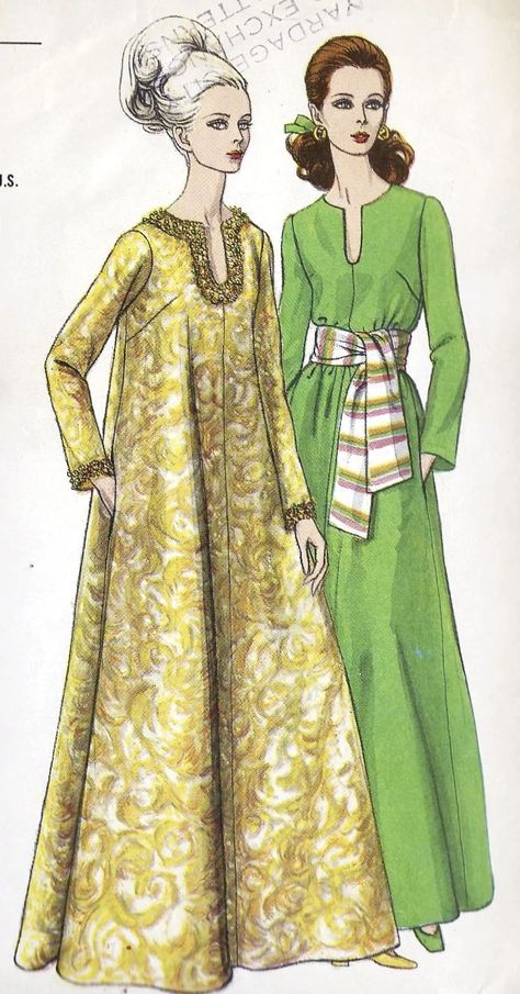 Vintage Kaftan 1970s, Vintage Kaftan, Turkey Fashion, Mode Kimono, Fashion 1960s, Kaftan Style, Vintage Dress Patterns, Vogue Pattern, Swim Coverup