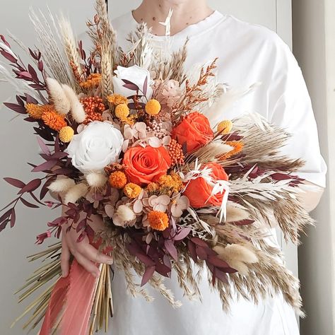 Burnt Orange Bouquet, October Bouquet, Terracotta Bouquet, Dried Bridal Bouquet, Preserved Flowers Bouquet, Orange Bridal Bouquet, Orange Bouquet, Boho Bridal Bouquet, Bridal Bouquet Bridesmaid