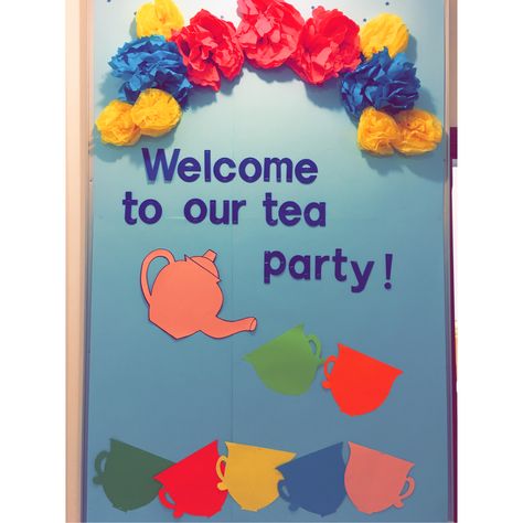 Tea party bulletin board Montessori House, Bulletin Boards, Bulletin Board, Montessori, Tea Party, Tea, Home Decor, Home Décor