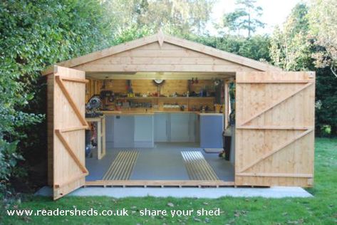 Workshop Building Ideas, Shed Workshop Ideas, Shed Door Ideas, Shed Workshop, Storage Shed Kits, Shed Of The Year, Workshop Shed, Modern Shed, Large Sheds