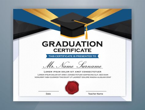 Preschool Diploma, Certificate Layout, Graduate Cap, Graduation Certificate Template, Certificate Of Achievement Template, Graduation Diploma, Free Certificate Templates, School Diploma, Diploma Certificate