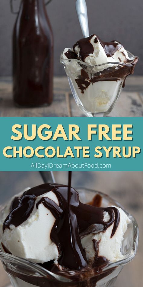 This homemade chocolate syrup is so good, you might be tempted to drink it out of the bottle! Easy and keto friendly. Keto Chocolate Syrup Recipe, Keto Chocolate Syrup, Sugar Free Chocolate Syrup Recipe, Sugar Free Chocolate Syrup, Chocolate Syrup Recipes, Homemade Chocolate Syrup, Sugar Free Baking, Low Carb Ice Cream, Healthy Sugar