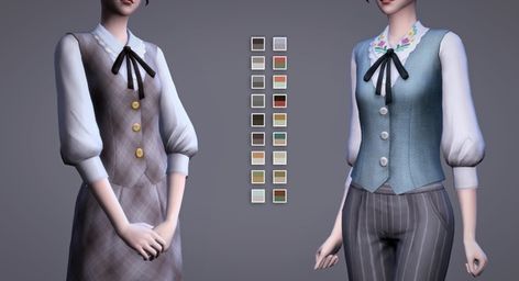 Vintage Boys Clothes, Sims Packs, Sims 4 Mm Cc, Parisian Women, Sims 4 Mm, The Sims 4 Download, Sims4 Clothes, Shirt Vest, Sims 4 Cas