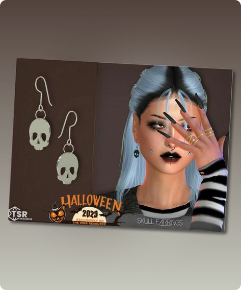 Sims 4 Accessory CC: Skull Earrings By Playerswonderland Gaming Earrings, Sims 4 Cc Goth, Sims 4 Accessories Cc, Sims Accessories, Sims 4 Cc Download, Goth Accessories, Model Nails, Facial Piercings, Best Sims