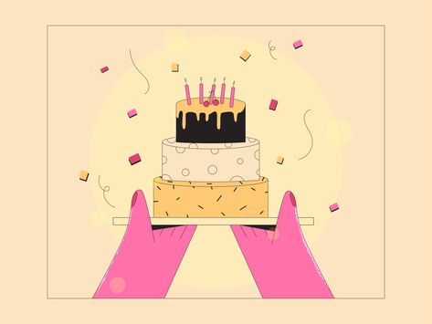 Cake Graphic Design, Birthday Cake Graphic, Cake Graphic, Birthday Cake Illustration, Cake Illustration, Adobe Illustrator Graphic Design, Birthday Illustration, Cake Designs Birthday, Learning Design