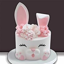 Edible Gold Paint, Bunny Birthday Cake, Cupcakes Bakery, Bunny Birthday Party, Plain Cake, Baking Homemade, Easter Bunny Cake, Pink Food Coloring, Bunny Birthday