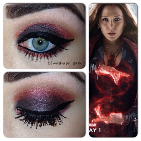 My latest Avenger themed makeup. Based on Wanda Maximoff aka The Scarlet Witch Superhero Makeup, Diy Fantasia, Scarlet Witch Costume, Themed Makeup, Scarlet Witch Cosplay, The Scarlet Witch, Witch Cosplay, Witch Makeup, Idee Cosplay