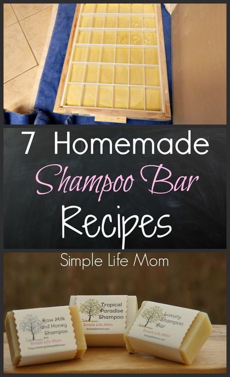 7 Homemade Shampoo Bar Recipes - cold process soap from Simple Life Mom Diy Shampoo Bar, Homemade Shampoo Bar, Shampoo Bar Recipe, Homemade Shampoo, Diy Shampoo, Diy Kosmetik, Lotion Bar, Baking Soda Shampoo, Bar Recipe