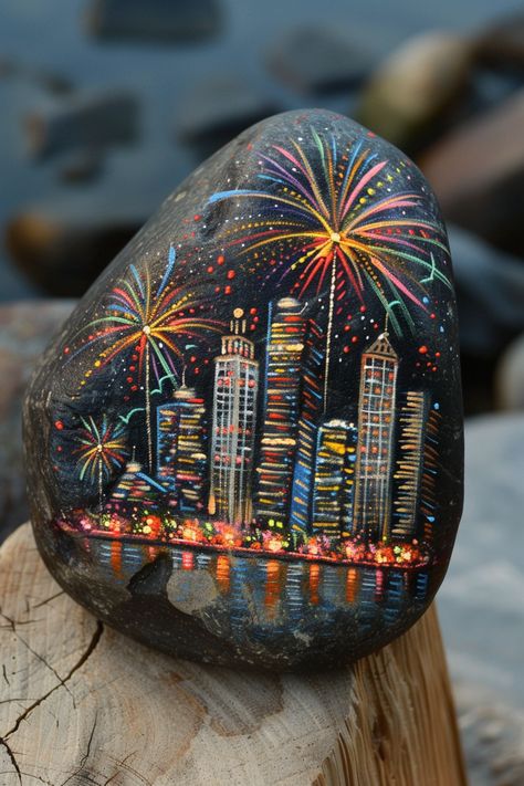 Easy Patriotic 4th of July Rock Painting Ideas - In The Playroom Painting On Rocks Ideas, Stone Painting Ideas, Rock Sayings, Easy Rock Painting, Painted Rock Ideas, Rock Background, Mailbox Ideas, Diy Rock Art, Digital Collage Art