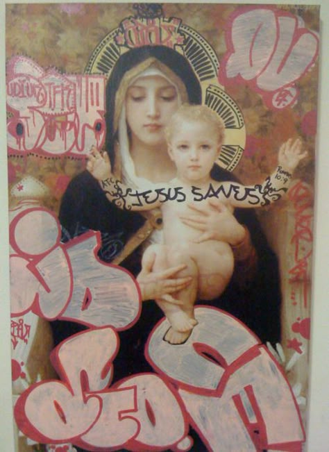 Arte Grunge, Graffiti Artwork, The Virgin Mary, Jesus Saves, Pics Art, Religious Art, Over It, Our Lady, Virgin Mary