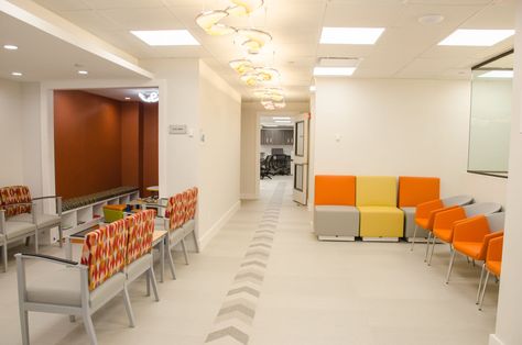 Pediatric health care clinic. Clean lines, splashes of color. Great lighting. Consultation Room, Pediatric Clinic, Healthcare Design, Waiting Rooms, Pediatrics, Clean Lines, Color Splash, Conference Room Table, Health Care