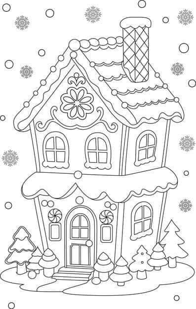 Gingerbread House Coloring Page, Thanksgiving Coloring Book, Cute Halloween Coloring Pages, Christmas Colouring Pages, Christmas Coloring Pages For Kids, Free Christmas Coloring Pages, Christmas Coloring Sheets, Printable Christmas Coloring Pages, House Colouring Pages