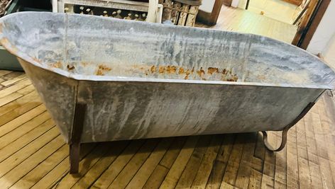 Excited to share this item from my #etsy shop: Large Zinc Bathtub Galvanized Tub Cowboy Bathtub Photography Prop Retail Display Tubs Flower Garden Container Country Chic Cottage Decor #gray #wedding #thanksgiving #countryfarmhouse #zincbathtub #rusticlightfixture #mudroomtubs #gardencontainers Galvanized Bathtub, Trough Bathtub, Garden Bathtub, Tin Bath, Bathtub Photography, Vintage Australia, Galvanized Tub, Garden Container, Outdoor Tub