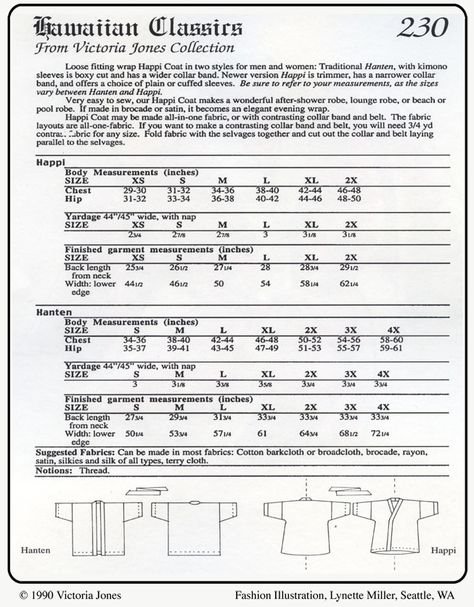 Victoria Jones Collection 230 Happi Coat & Hanten Jacket Sewing Patterns, Jacket Sewing, Online Tutorials, Kimono Sleeve, Jacket Pattern, Fashion Diy, Cuff Sleeves, Kimonos, Quilt Ideas
