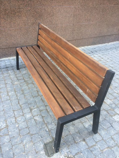 Industrial Wood Dining Table, Pallet Furniture Bench, Metal And Wood Chairs, Metal And Wood Bench, Steel Furniture Design, Urban Furniture Design, Rustic Outdoor Furniture, Welded Furniture, Metal Outdoor Furniture