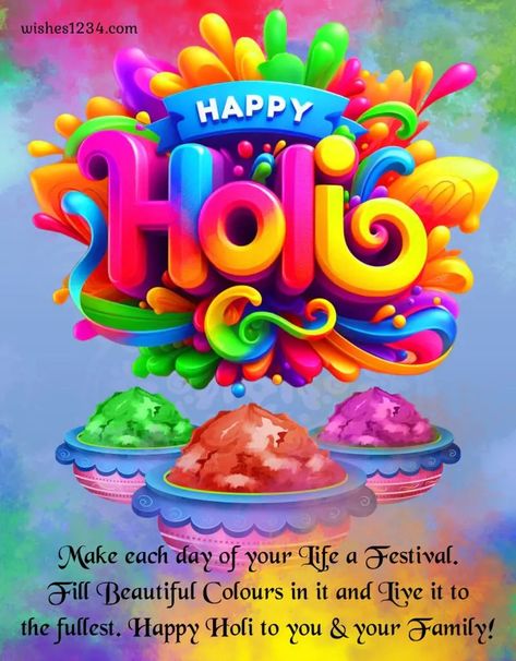 Holi Greetings, wishes and Images Holi Wish, Best Holi Wishes, Holi Image, Happy Birthday Brother Quotes, Happy Holi Greetings, Holi Happy, Short Christmas Wishes, Happy Birthday Husband Quotes, Holi Messages