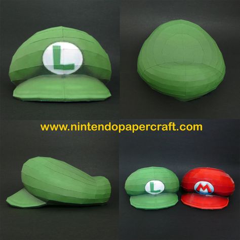 Luigi's Hat Papercraft by PaperBuff Luigi Hat, Super Mario Hat, Mario Crafts, Mario Hat, Mario Y Luigi, Mario Luigi, Paper Mario, Paper Hat, Mario Party