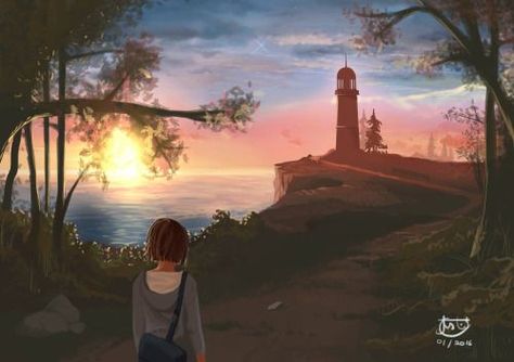 Two very different pieces of fan-art featuring the Lighthouse this #FanArtFriday! Credit to Mwsilva and mLiink! What are your theories about the lighthouse?: Life Is Strange Lighthouse, Strange Drawing Ideas, Life Is Strange Drawing, Life Is Strange Aesthetic, Abandoned Island, Strange Aesthetic, Life Is Strange Fanart, Max Caulfield, Arcadia Bay