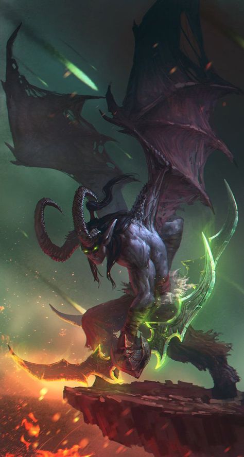 Illidan demon form. World of Warcraft Legion World of WQarcraft Burning Crusade World Of Warcraft Legion, Illidan Stormrage, Fantasy Demon, Illustration Fantasy, Warcraft Art, Wow Art, Digital Art Illustration, Arte Fantasy, Creature Concept