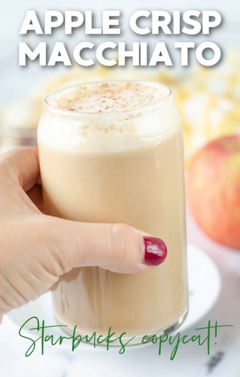 Starbucks Apple Crisp Macchiato, Apple Crisp Macchiato, Diy Coffee Drinks, Copycat Starbucks Drinks, Homemade Apple Crisp, Apple Brown Sugar, Fancy Coffee Drinks, Leftover Apples, Brown Sugar Syrup