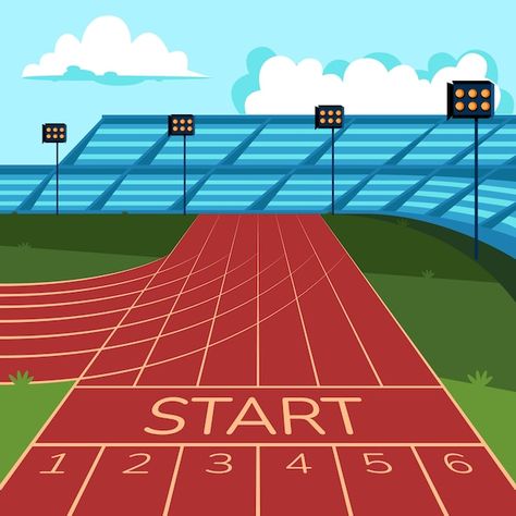 Free vector hand drawn race starting lin... | Free Vector #Freepik #freevector #start #flat-illustration #illustrations #ready Running Collage, Track Background, Vbs 2024, Vbs Ideas, Running Race, Running Track, Starting Line, Painting Nature, Kids Class