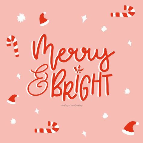 Merry and bright Christmas lettering | Oodles Merry And Bright Lettering, Widget Christmas, Christmas Branding, Christmas Stickers Printable, Cute Christmas Quotes, Wallpapers Christmas, Christmas Slogans, Poshmark Tips, Iphone Widgets