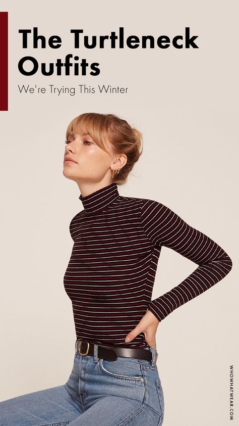 Chic turtleneck outfits to try this winter Turtleneck Outfit Layering Winter, Sweater Over Turtleneck, Winter Turtleneck Outfits, Long Sleeve Turtle Neck Outfits, Turtleneck Layering Outfit, Turtle Neck Outfit Layers, Mock Turtleneck Outfit, Turtle Neck Layered, Striped Turtleneck Outfit