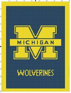 Kendra's Crocheted Creations: Michigan Wolverines Crochet Michigan Blanket Free Pattern, Michigan Crochet Blanket, Diy Michigan Wolverines Crafts, Michigan Cross Stitch Pattern, Michigan Wallpaper Wolverines, Go Blue Michigan Wolverines, University Of Michigan Logo, University Of Michigan Wolverines, Knitting Patterns Free Scarf