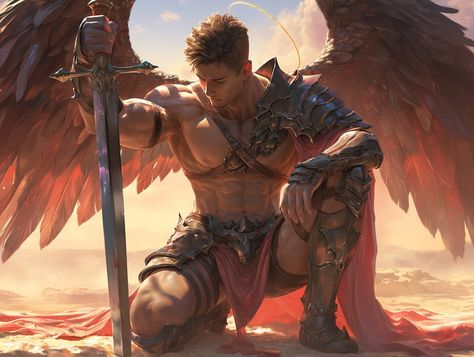 Angel Warrior Male, Angel Army, Warrior Angel, Muscular Male, Male Angel, Angel Warrior, Angel Art, Anime Angel, Angel