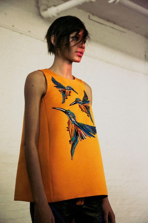 GILES_AW14_2 Hummingbird Embroidery, Bird Fashion, Hummingbird Print, Embroidery On Clothes, Embroidered Clothes, Embroidery Fashion, Hummingbirds, Sewing Inspiration, Fashion Details