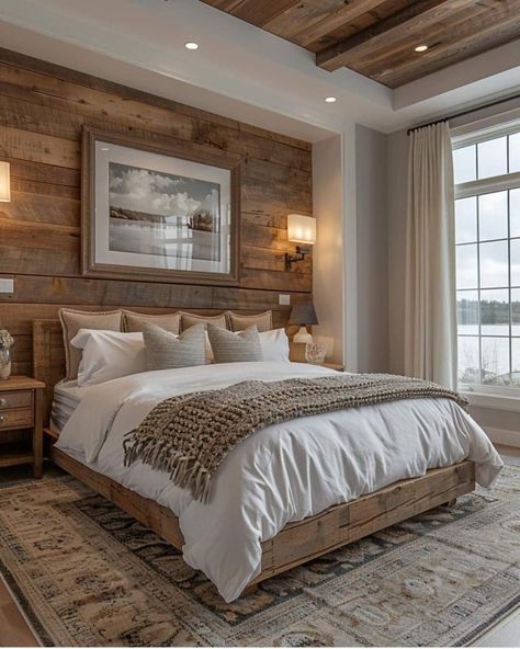 Rustic Style Bedroom, Farmhouse Bedroom Decor Ideas, Rustic Room, Couple Bedroom, Farmhouse Bedroom Decor, Farmhouse Bedroom, Master Bedrooms Decor, Rustic Bedroom, Bedroom Themes