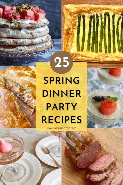 Top 25 Best Spring Dinner Party Recipes - Rosanna ETC Spring Dinner Party Recipes, New Years Eve Dinner Party, Party Recipe Ideas, Spring Dinner Party, Bbq Pork Sandwiches, Spring Appetizers, Can Chicken Recipes, Pork Chops And Potatoes, Fancy Dinner Recipes