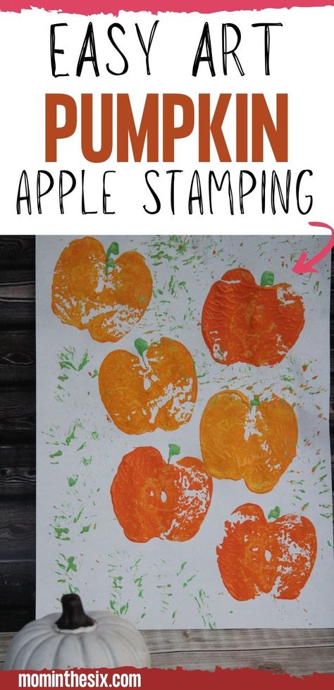 Painting With Apples, Fall Art Activities, Pumpkin Patch Painting, Art Activities For Preschoolers, Pumpkin Crafts Preschool, Apple Stamping, Stamp Painting, Fall Crafts For Toddlers, Preschool Crafts Fall