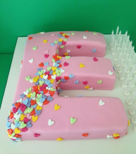 Letter E Cakes Ideas, E Cake Letter, Letter E Cake, Baby Blocks Cake, Pink Heart Cake, Colorful Birthday Cake, Alphabet Cake, Shaped Cakes, Torte Decorate