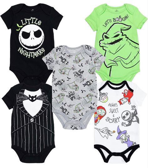 Sally Jack Skellington Baby Girls 5 Pack Bodysuits Newborn to Infant: Clothing, Shoes & Jewelry Nightmare Before Christmas Nursery, Baby Boy Stuff, Nightmare Before Christmas Baby, Gothic Nursery, Baby 2024, Baby Clothes Newborn, Newborn Baby Boys, Goth Baby, Disney Nightmare Before Christmas