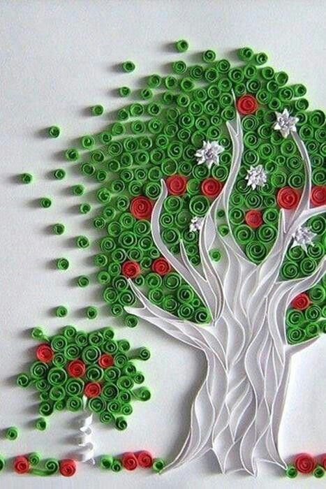 Apple Tree Quilled Tree, Arte Quilling, Paper Quilling Patterns, Quilled Paper Art, Quilled Creations, Quilling Craft, Quilling Techniques, Paper Quilling Designs, Quilling Flowers