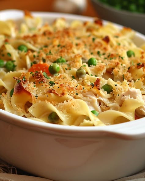 Make this awesome baked chicken noodle casserole with items in your pantry already Baked Chicken Noodle Casserole, Life With Janet Recipes, Egg Noodle Pasta, Noodle Pasta Salad, Casserole With Noodles, Creamy Chicken Noodle Casserole, Cheesy Chicken Noodle Casserole, Chicken Hashbrown Casserole, Chicken Noodle Casserole Recipe