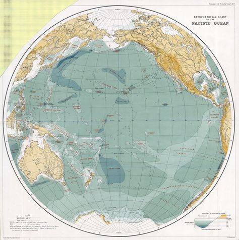 1895 Bathymetric chart of the Pacific Ocean Pacific Ocean Map, Pacific Map, Pacific Ocean Blue, Maps Aesthetic, Sea Map, Blue Map, Hey Man, The Pacific Ocean, Old Maps