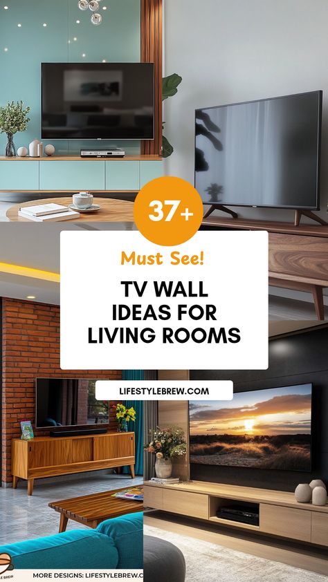 Revamp your living room with these 37 stylish TV wall ideas. From minimalist designs to functional entertainment centers, you'll find the perfect inspiration for your space. Create an inviting atmosphere with layouts showcasing built-in shelves, sleek mount options, and channeled lighting strategies. Cater to your personal style whether modern or traditional. Learn how to strategically position your TV for optimal viewing while enhancing room appeal, transforming empty walls into artful centers and helpful areas for the whole family to gather around. Asymmetrical Tv Wall, Tv Accent Wall Ideas Mounted Tv, Room Tv Wall Ideas, Living Room Tv Wall Ideas, Wall Behind Tv, Tv Wall Ideas, Creative Living Room, Modern Tv Wall, Accent Walls In Living Room