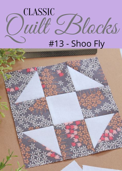 {Classic Quilt Blocks} Shoo Fly - Scrappy Block Variation - Threadbare Creations 4 Inch Quilt Block Patterns, Half Triangle Quilt Blocks, 2 Block Quilts, Shoofly Quilt Block, 7 Inch Quilt Block Patterns, Easy Quilting Blocks, Traditional Quilt Blocks Simple, 9” Quilt Blocks, Shoo Fly Quilt Pattern