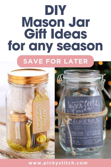 Discover the endless possibilities of DIY mason jar gifts with our crafty ideas for any holiday or special occasion. These personalized gifts are perfect for expressing thoughtfulness and creativity. Save these ideas for later and always have a go-to gift for any season! Mason Jar Diy Gifts, Diy Mason Jar Gifts, Mason Jar Gift Ideas, Kerr Mason Jars, Diy Gifts In A Jar, Inexpensive Holiday Gifts, Mason Jar Gifts Diy, Gifts In A Jar, Holiday Mason Jar