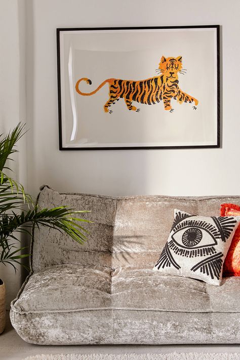 Landon Sheely Tigre Art Print | Urban Outfitters Canada Leopard Art Print, Sloth Art, Wild Jungle, Leopard Art, Jungle Vibes, Moon Art Print, Wood Molding, Tiger Art, Mirror Wall Art