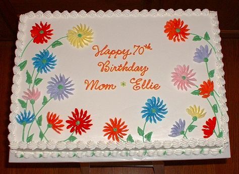 Cake Ideas For Teens, Birthday Cake Ideas For Teens, 75 Birthday Cake, Wilton Decorating Tips, 80 Birthday, 25th Birthday Cakes, 80 Birthday Cake, Birthday Sheet Cakes, Moms Birthday