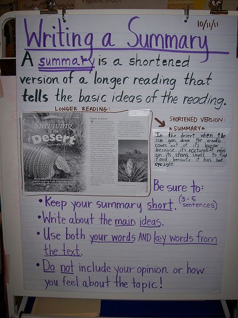 writing a summary with nonfiction - i like how they put an actual example on the poster Summarizing Anchor Chart, Writing A Summary, Close Reading Anchor Chart, Back To University, Summary Writing, Classroom Anchor Charts, Ela Writing, Writing Anchor Charts, 4th Grade Writing