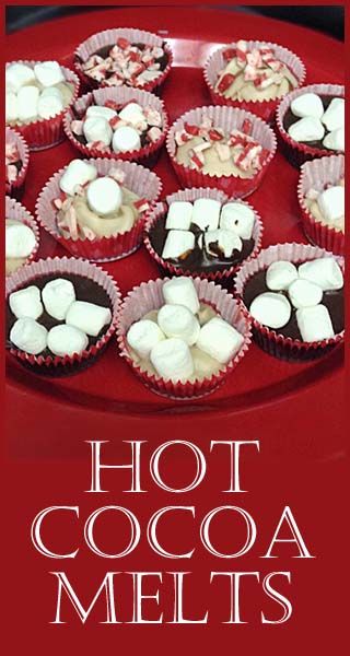 Hot Cocoa Melts- cute gift idea, pre-made chocolate cups for Hot Cocoa. Hot Chocolate Cups, Dipped Treats, Cocoa Party, Food Christmas, Chocolate Caliente, Hot Chocolate Bars, Jello Shots, Edible Gifts, Chocolate Cups