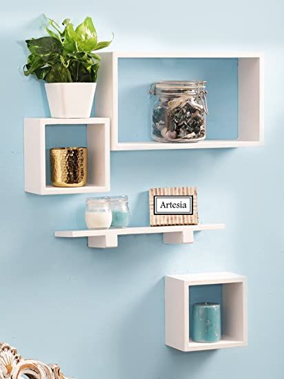 Artesia - SCFP-713 Wall Shelf with 4 Shelves (White) : Amazon.in: Furniture Wall Shelf Rack, Unique Wall Shelves, White Wall Shelves, Crystal Shelves, Wooden Wall Shelves, Wall Shelves Design, Wall Bookshelves, Living Room Shelves, Indian Homes