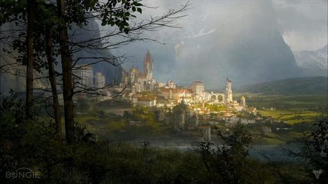 Concept Art Landscape, Pixiv Fantasia, Valley City, Concept Art World, Heroic Fantasy, Level Design, Fantasy City, Fantasy Castle, Fantasy Places